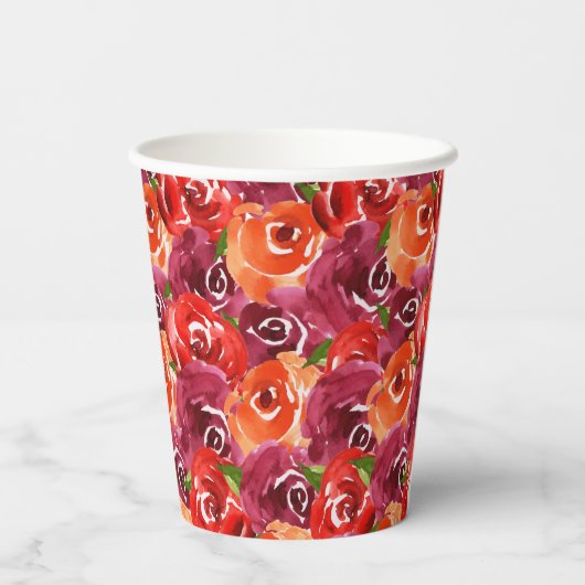 Heldere waterverf bloemencollage papieren bekers (Achterkant)