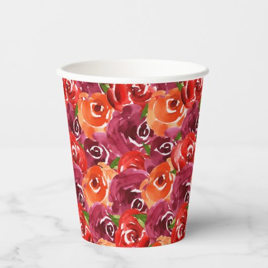 Heldere waterverf bloemencollage papieren bekers (Voorkant)