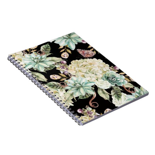 Heldere Waterverf: Hydrangea Roos Pattern. Notitieboek (Rechterzijde)