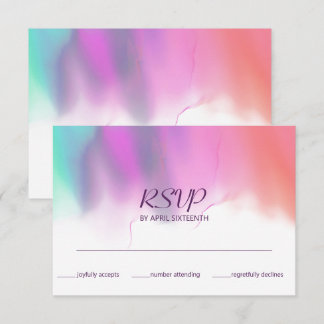 Heldere Waterverf Neon Rainbow Wedding RSVP Kaartje