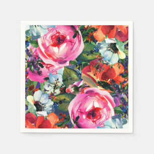 Heldere waterverf vintage moderne bloemen servet