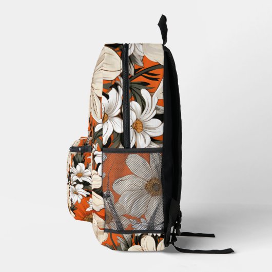 Heldere witte madeliefjes in levendig Sinaasappel Bedrukte Rugzak (Rechts)