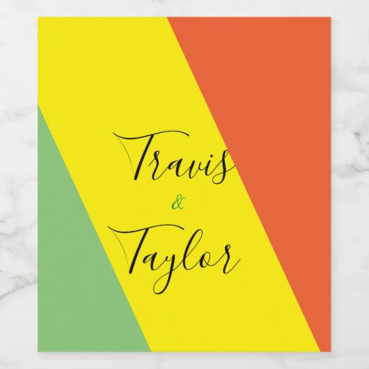 Heldere zomer kleuren bruiloft wijn etiket (Enkel label)