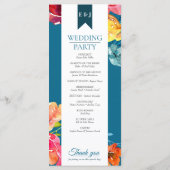 Heldere zomer kleurrijke benzine bruiloft programm programma (Achterkant)