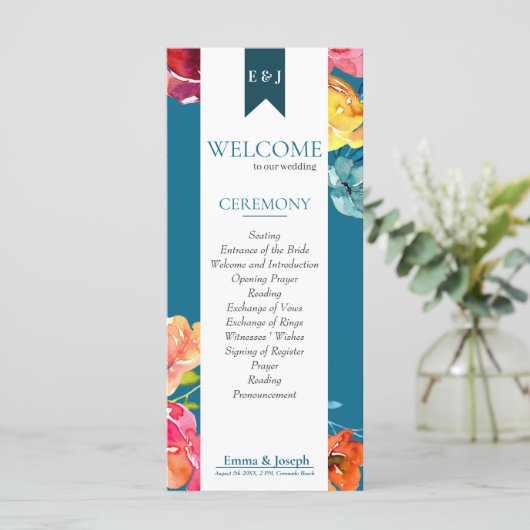 Heldere zomer kleurrijke benzine bruiloft programm programma (Staand voorkant)