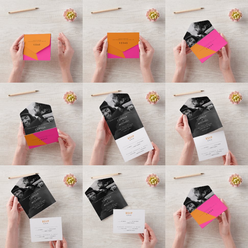 Heldere zomer moderne bruiloft uitnodiging