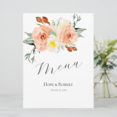 Heldere zomerbloemen bruiloft receptie menu (Staand voorkant)