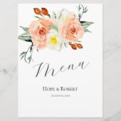 Heldere zomerbloemen bruiloft receptie menu (Voorkant)