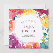 Heldere zomerkleurige bruiloft "Save the Date" Kaart (Voorkant)