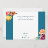 Heldere zomerweddenschap "Dank u" Kaart (Achterkant)