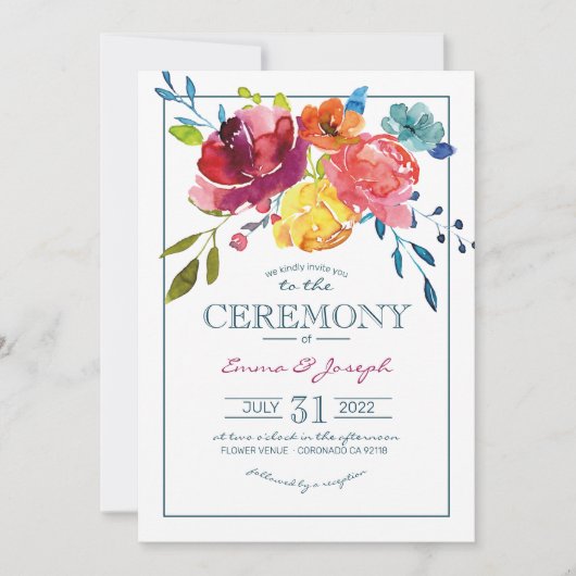 Heldere zomerzeemacht met gestreept bloedig huweli kaart (Voorkant)