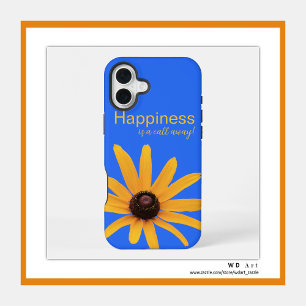 Heldere zon gele bloemblaadjes, Royal Blue geperso iPhone 16 Plus Hoesje