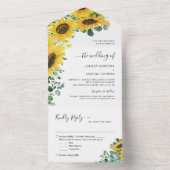 Heldere zonnebloem Greenery Eucalyptus Wedding All In One Uitnodiging (Binnen)