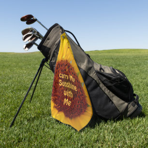 Heldere zonnebloem Ik draag mijn zonneschijn bij m Golfhanddoek