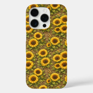 Heldere zonnebloem naadloos herhalingspatroon iPhone 16 pro hoesje