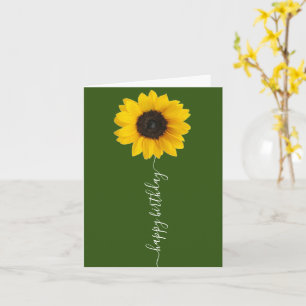 Heldere zonnebloem op groen Wenskaart op de geboor Kaart