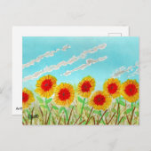 Heldere zonnebloemen briefkaart (Voorkant / Achterkant)