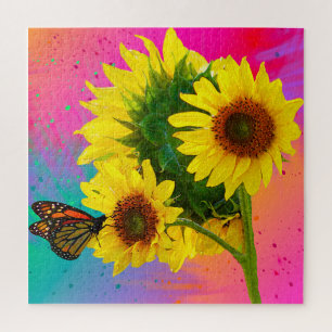 Heldere zonnebloemen legpuzzel