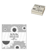 Heldere zonnebloemen op blauw 	rubberstempel (Gestempeld)