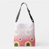 Heldere zonnebloemen op Roze Crossbody Tas (Achterkant)