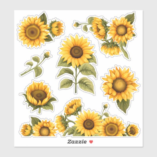 Heldere zonnebloemen sticker (Vel)