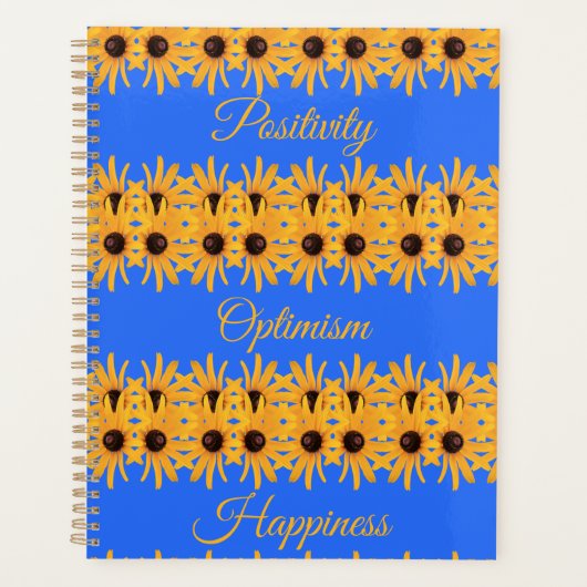 Heldere Zonnegele Bloemen Inspirerend Royal Blue Planner (Voorkant)