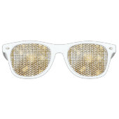 Helderende gouden sequoietjes in glitters disco ba retro zonnebril (Voorkant)