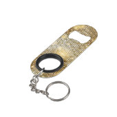 Helderende gouden sequoietjes in glitters disco ba sleutelhanger flessenopener (Achterkant Gekanteld)