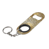 Helderende gouden sequoietjes in glitters disco ba sleutelhanger flessenopener (Voorkant Gekanteld)