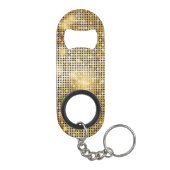 Helderende gouden sequoietjes in glitters disco ba sleutelhanger flessenopener (Achterkant)