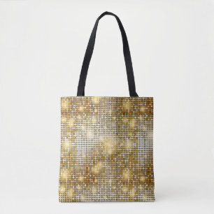 Helderende gouden sequoietjes in glitters disco ba tote bag