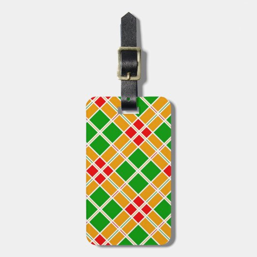 Heldergeel Argyl-groen patroonaccessoire Bagagelabel (Voorkant verticaal)