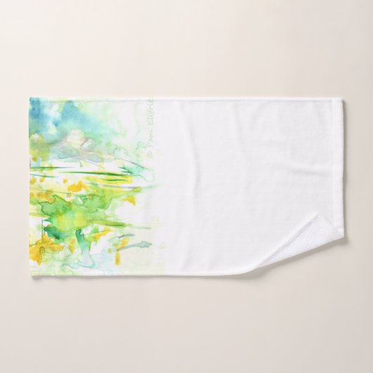 Heldergeel en groen Abstracte wilde bloemen Bad Handdoek (Handdoek)