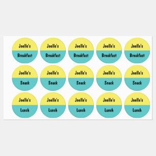 Heldergeel en poolblauw Kinder meel Labels