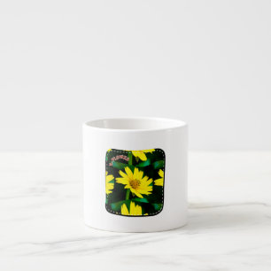 Heldergeel Floral Patroon Espresso Kop