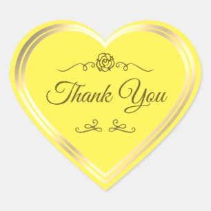 Heldergeel Goud Shimmer Lijst Schattige Dank u Hart Sticker