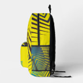 Heldergeel Groen Abstract Oerwoud Stijlpatroon Bedrukte Rugzak (Rechts)