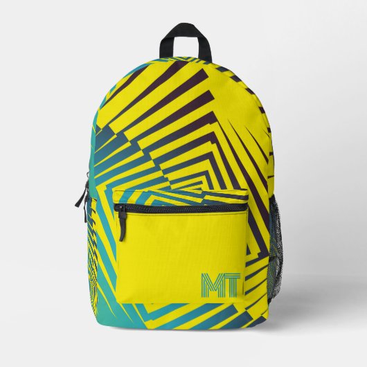 Heldergeel Groen Abstract Oerwoud Stijlpatroon Bedrukte Rugzak (Voorkant)