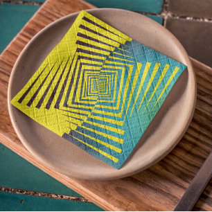 Heldergeel Groen Abstract Oerwoud Stijlpatroon Servet