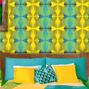 Heldergeel Groen Abstract Tropisch Patroon Behang