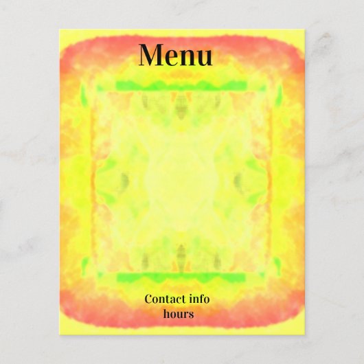 Heldergeel omlijst menupapier flyer (Voorkant)