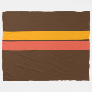 Heldergeel Sinaasappel Racing Stripes op donkerbru Fleece Deken