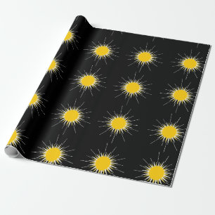 Heldergeel stralend zonnezonpatroon cadeaupapier