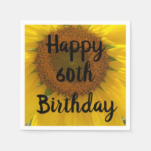Heldergeel zondbloem 60th Birthday Paper Napkin Servet