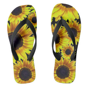 Heldergeel zonnebloem - teenslippers