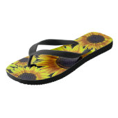 Heldergeel zonnebloem - teenslippers (Schuin)