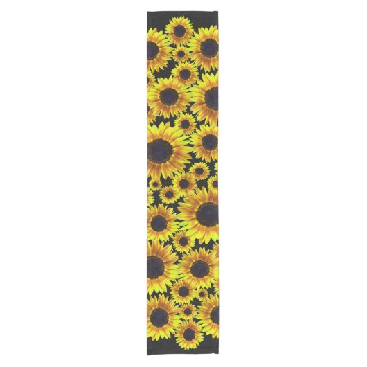 Heldergeel zonnebloempatroon korte tafelloper (Voorkant)