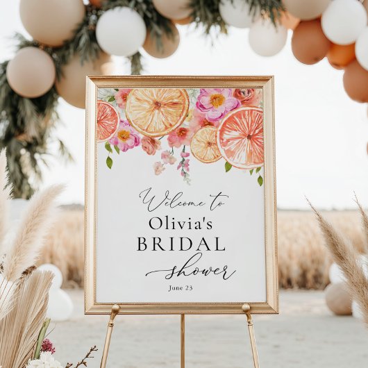 Heldergekleurde Bloemen en Citrus Bruidsontvangst Poster