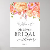 Heldergekleurde Bloemen en Citrus Bruidsontvangst Poster (Voorkant)