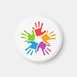 Heldergekleurde diversiteit Handhand-prints Magneet